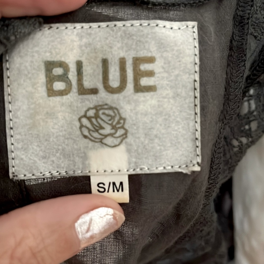 Blue (French brand) S/M gray sheer cotton embroidery dress 3/4 sleeve NWT beauty - Picture 7 of 10